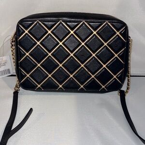 Michael Kors Jet Set Travel Black & Gold Quilted Crossbody